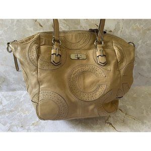 2011 Coach Chelsea Inlaid Perforated Leather Emerson Satchel Leather Rare